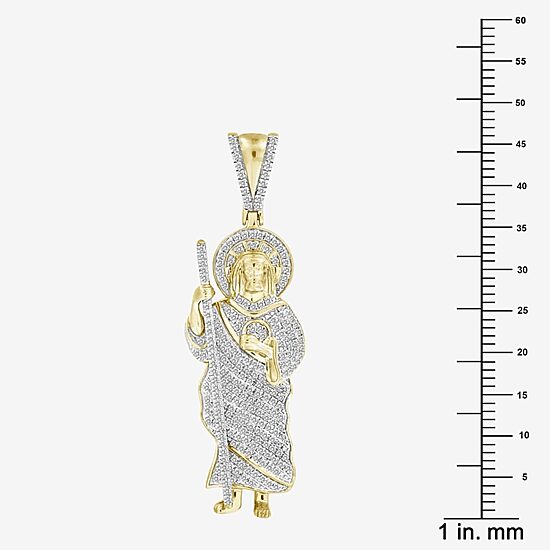 (J / I3) Mens 1/2 CT. T.W. Natural White Diamond 10K Gold Pendant