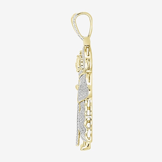 (J / I3) Mens 1/2 CT. T.W. Natural White Diamond 10K Gold Pendant