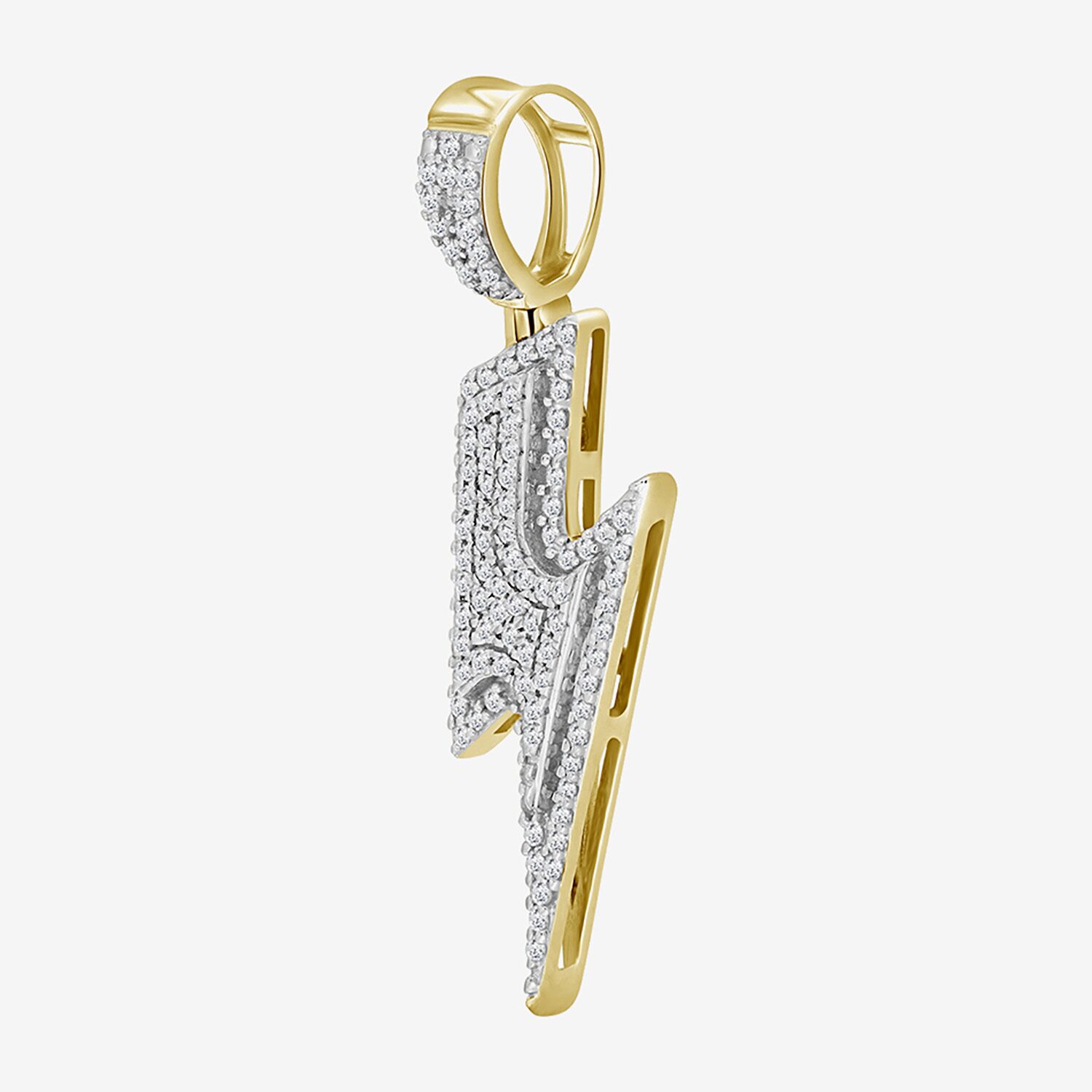 (J / I3) Mens 1/4 CT. T.W. Natural White Diamond 10K Gold LIghtning Bolt Pendant