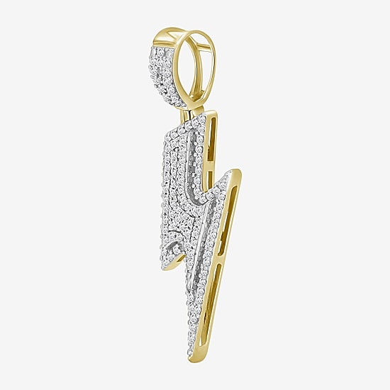 (J / I3) Mens 1/4 CT. T.W. Natural White Diamond 10K Gold LIghtning Bolt Pendant