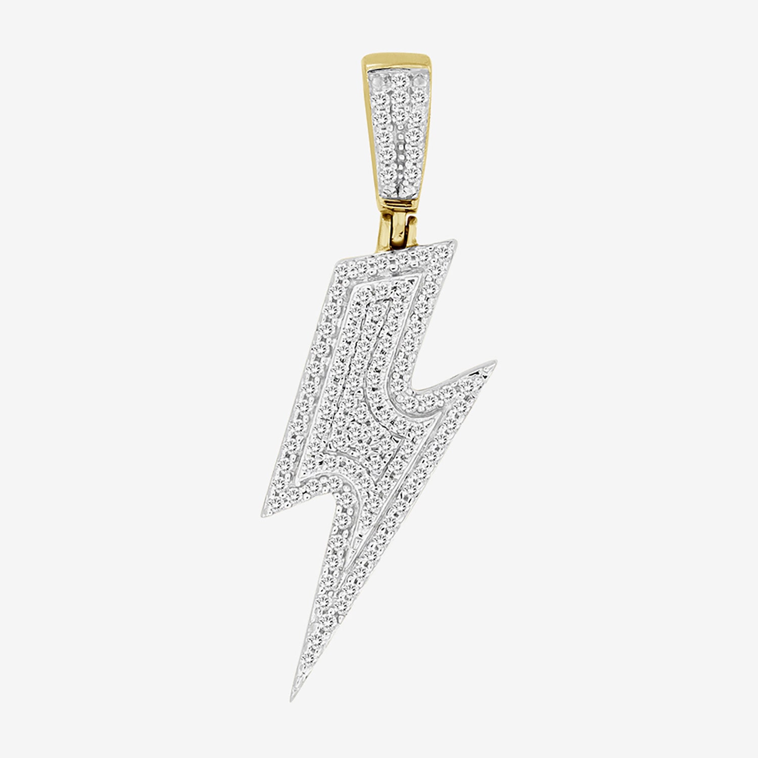 (J / I3) Mens 1/4 CT. T.W. Natural White Diamond 10K Gold LIghtning Bolt Pendant