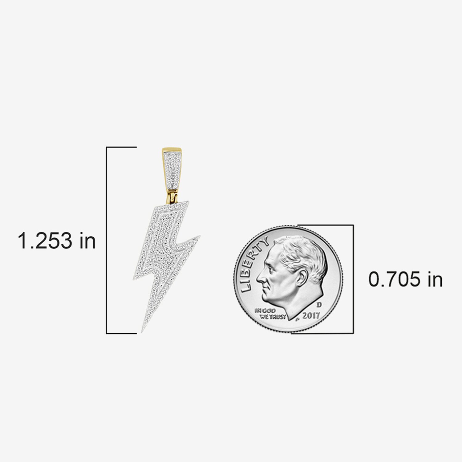 (J / I3) Mens 1/4 CT. T.W. Natural White Diamond 10K Gold LIghtning Bolt Pendant
