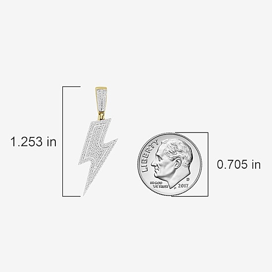 (J / I3) Mens 1/4 CT. T.W. Natural White Diamond 10K Gold LIghtning Bolt Pendant