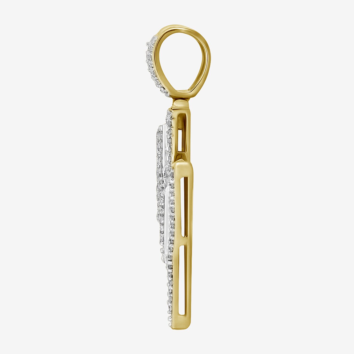(J / I3) Mens 1/4 CT. T.W. Natural White Diamond 10K Gold LIghtning Bolt Pendant