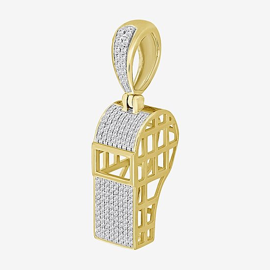 (J / I3) Mens 1/3 CT. T.W. Natural White Diamond 10K Gold Pendant