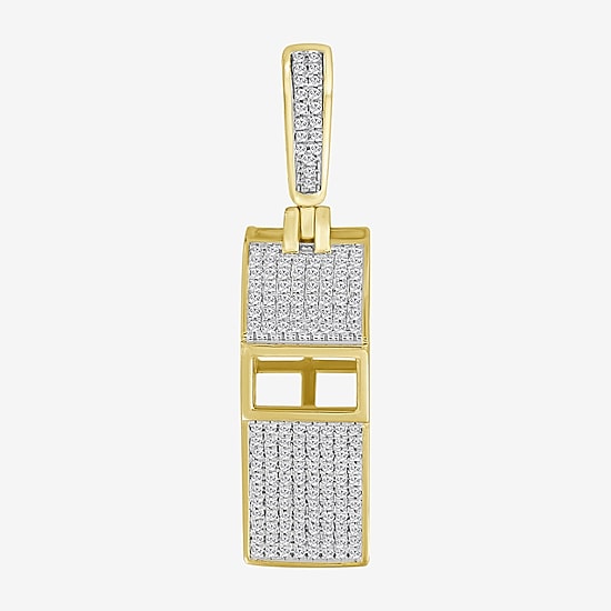 (J / I3) Mens 1/3 CT. T.W. Natural White Diamond 10K Gold Pendant
