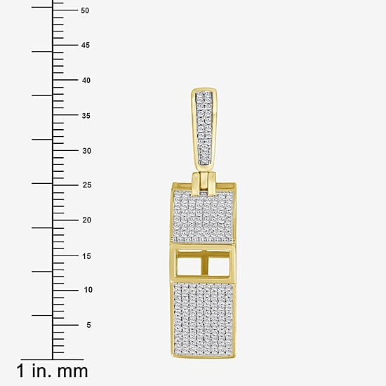 (J / I3) Mens 1/3 CT. T.W. Natural White Diamond 10K Gold Pendant