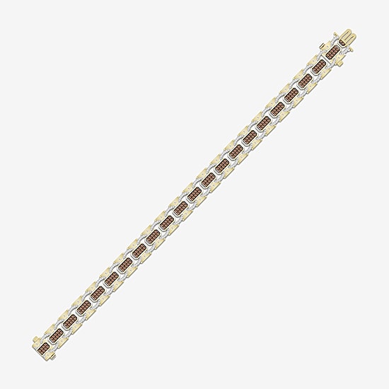 (Brown / I3) Mens 10K Gold Semisolid Link Bracelet