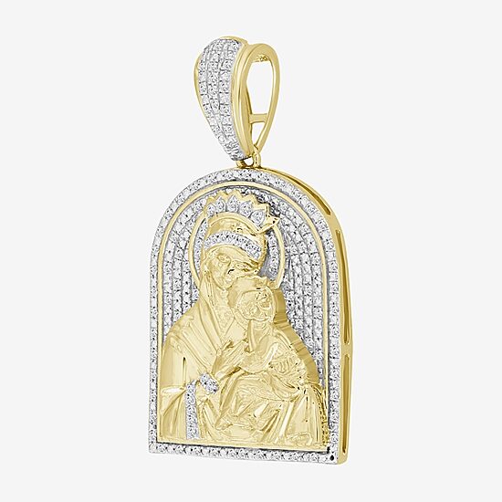 (J / I3) Mens 1/4 CT. T.W. Natural White Diamond 10K Gold Pendant