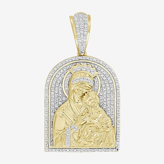 (J / I3) Mens 1/4 CT. T.W. Natural White Diamond 10K Gold Pendant