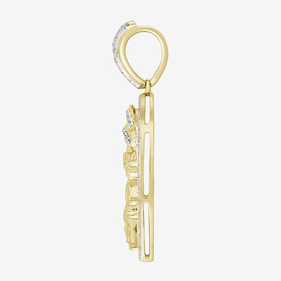 (J / I3) Mens 1/4 CT. T.W. Natural White Diamond 10K Gold Pendant