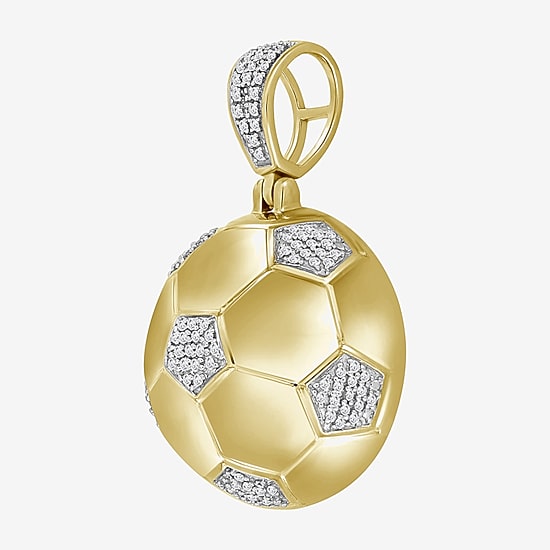 (J / I3) Mens 1/4 CT. T.W. Natural White Diamond 10K Gold Pendant