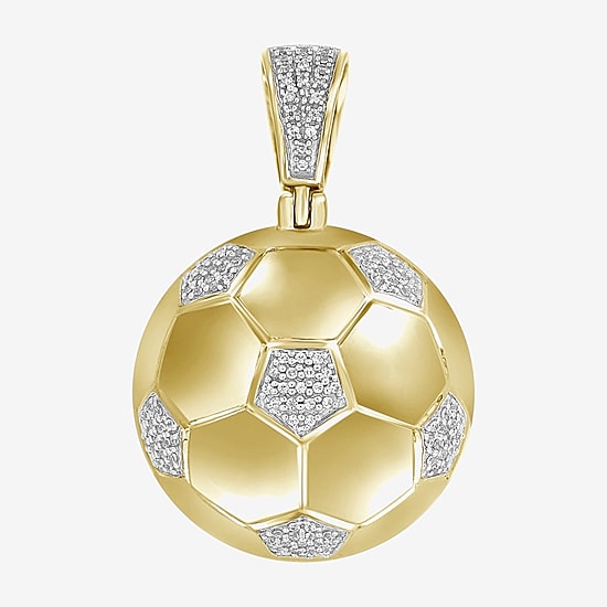 (J / I3) Mens 1/4 CT. T.W. Natural White Diamond 10K Gold Pendant
