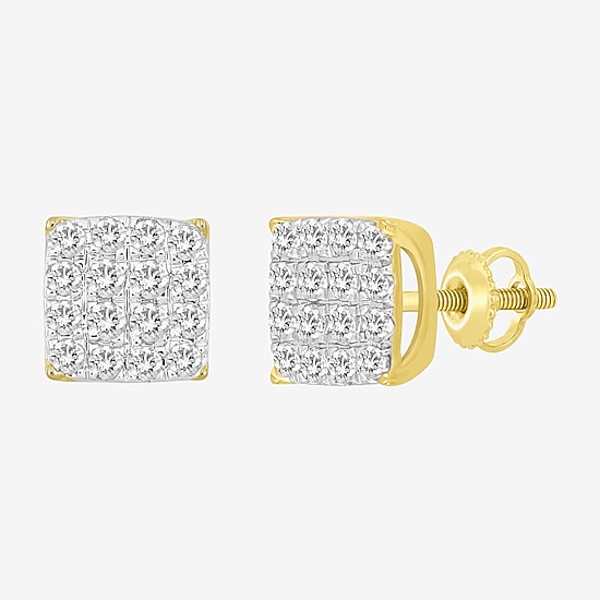 (J / I3) 1/2 CT. T.W. Natural White Diamond 10K Gold 6.9mm Stud Earrings