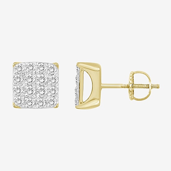 (J / I3) 1/2 CT. T.W. Natural White Diamond 10K Gold 6.9mm Stud Earrings