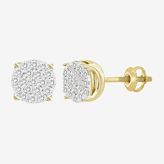 (J / I3) 1/2 CT. T.W. Natural White Diamond 10K Gold 7.7mm Round Stud Earrings