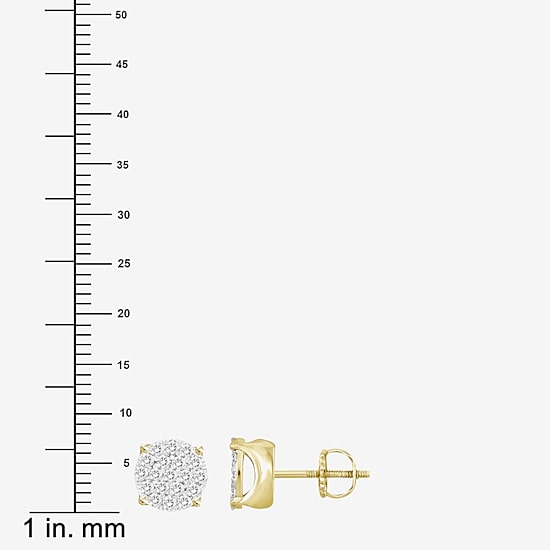 (J / I3) 1/2 CT. T.W. Natural White Diamond 10K Gold 7.7mm Round Stud Earrings