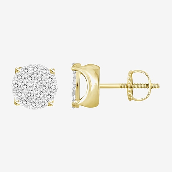 (J / I3) 1/2 CT. T.W. Natural White Diamond 10K Gold 7.7mm Round Stud Earrings
