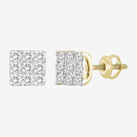 (J / I3) 1/4 CT. T.W. Natural White Diamond 10K Gold 5.2mm Stud Earrings