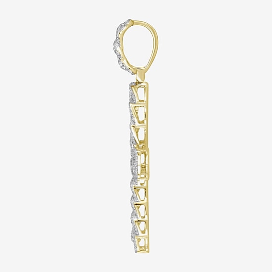 Ankh (J / I3) Mens 1/2 CT. T.W. Natural White Diamond 10K Gold Cross Pendant