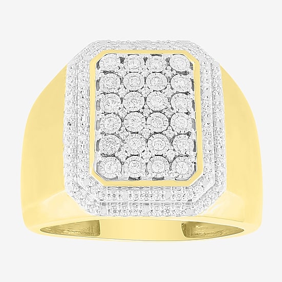 (J / I3) Mens 1/2 CT. T.W. Natural White Diamond 10K Gold Cocktail Ring