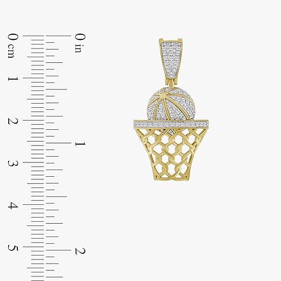 (J / I3) Mens 1/5 CT. Natural White Diamond 10K Gold Over Silver Pendant