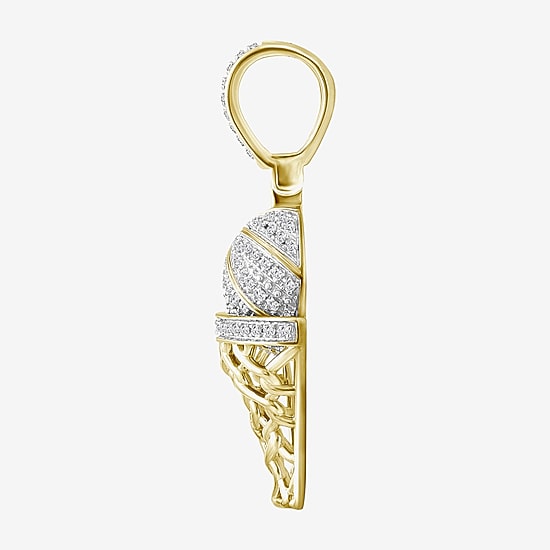 (J / I3) Mens 1/5 CT. Natural White Diamond 10K Gold Over Silver Pendant