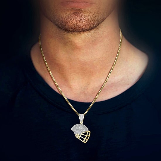 (J / I3) Mens 1/4 CT. T.W. Natural White Diamond 10K Gold Pendant