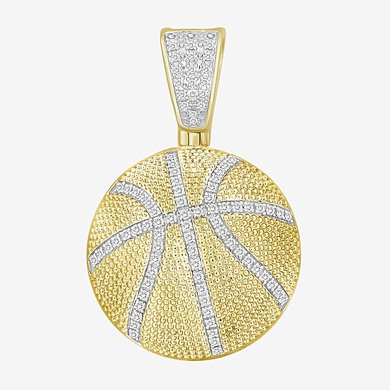 (J / I3) Mens 1/5 CT. Natural White Diamond 10K Gold Over Silver Pendant