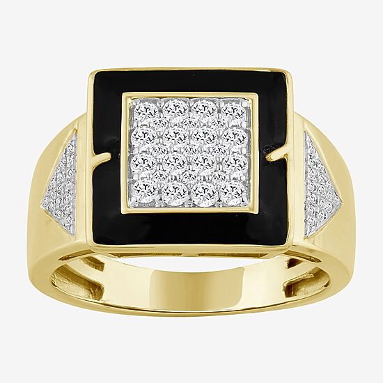 (J / I3) Mens 1/2 CT. T.W. Natural White Diamond 10K Gold Cocktail Ring