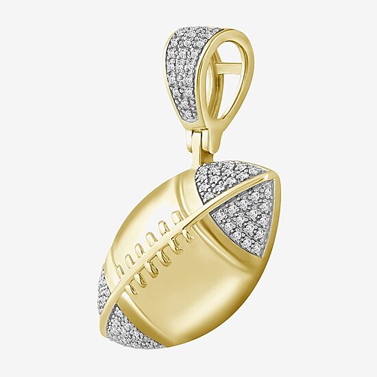 (J / I3) Mens 1/6 CT. T.W. Natural White Diamond 10K Gold Pendant