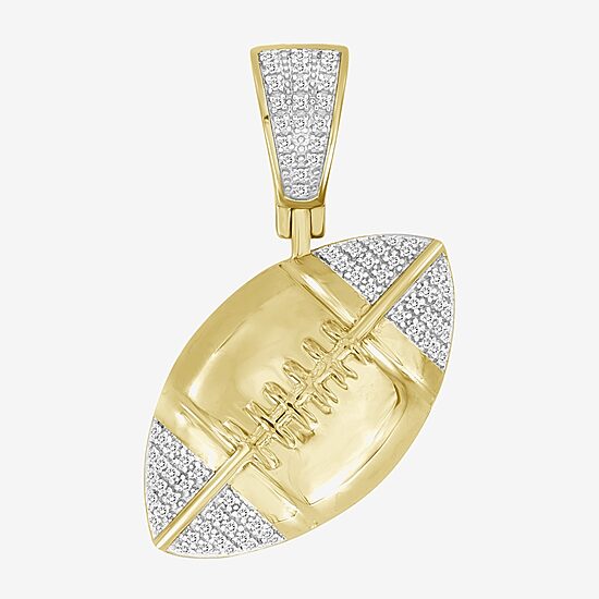 (J / I3) Mens 1/6 CT. T.W. Natural White Diamond 10K Gold Pendant