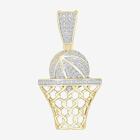 (J / I3) Mens 1/5 CT. Natural White Diamond 10K Gold Pendant