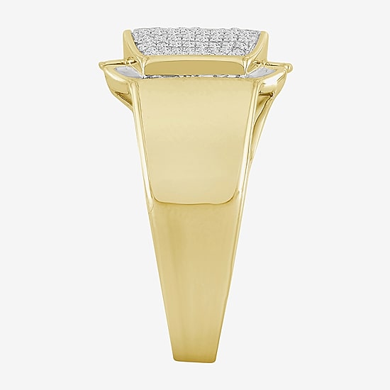 (I / I2) Mens 1/3 CT. T.W. Natural White Diamond 10K Gold Cocktail Ring