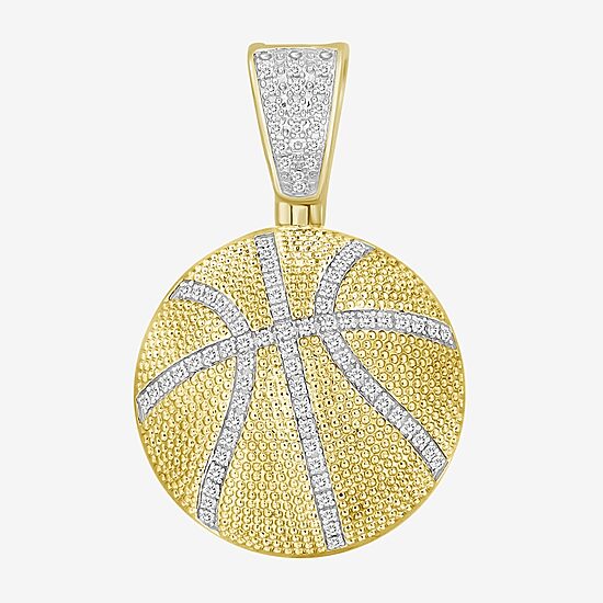 (J / I3) Mens 1/5 CT. Natural White Diamond 10K Gold Pendant