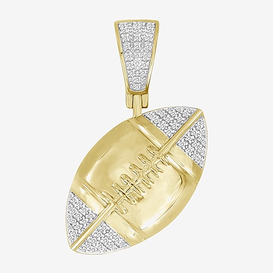 (J / I3) Mens 1/6 CT. T.W. Natural White Diamond 10K Gold Over Silver Pendant