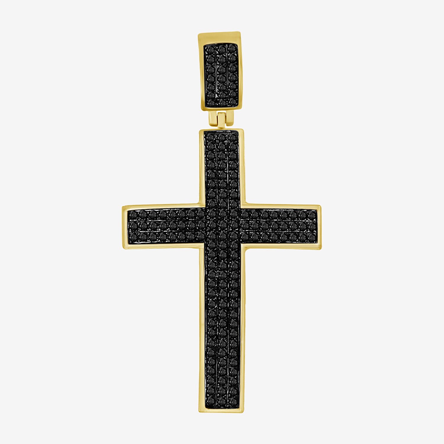 Cross (Black / I3) Mens 1/2 CT. T.W. Natural Black Diamond 10K Gold Cross Pendant