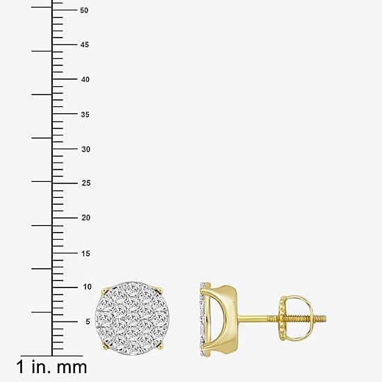 (J / I3) 1 CT. T.W. Natural White Diamond 10K Gold 9.9mm Oval Stud Earrings