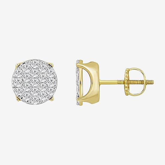 (J / I3) 1 CT. T.W. Natural White Diamond 10K Gold 9.9mm Oval Stud Earrings