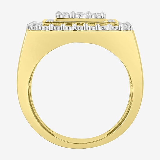 (J / I3) Mens 3/4 CT. T.W. Natural White Diamond 10K Gold Cocktail Ring