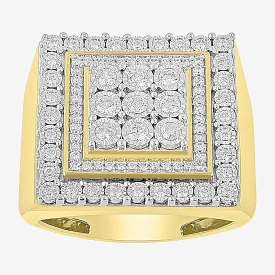 (J / I3) Mens 3/4 CT. T.W. Natural White Diamond 10K Gold Cocktail Ring