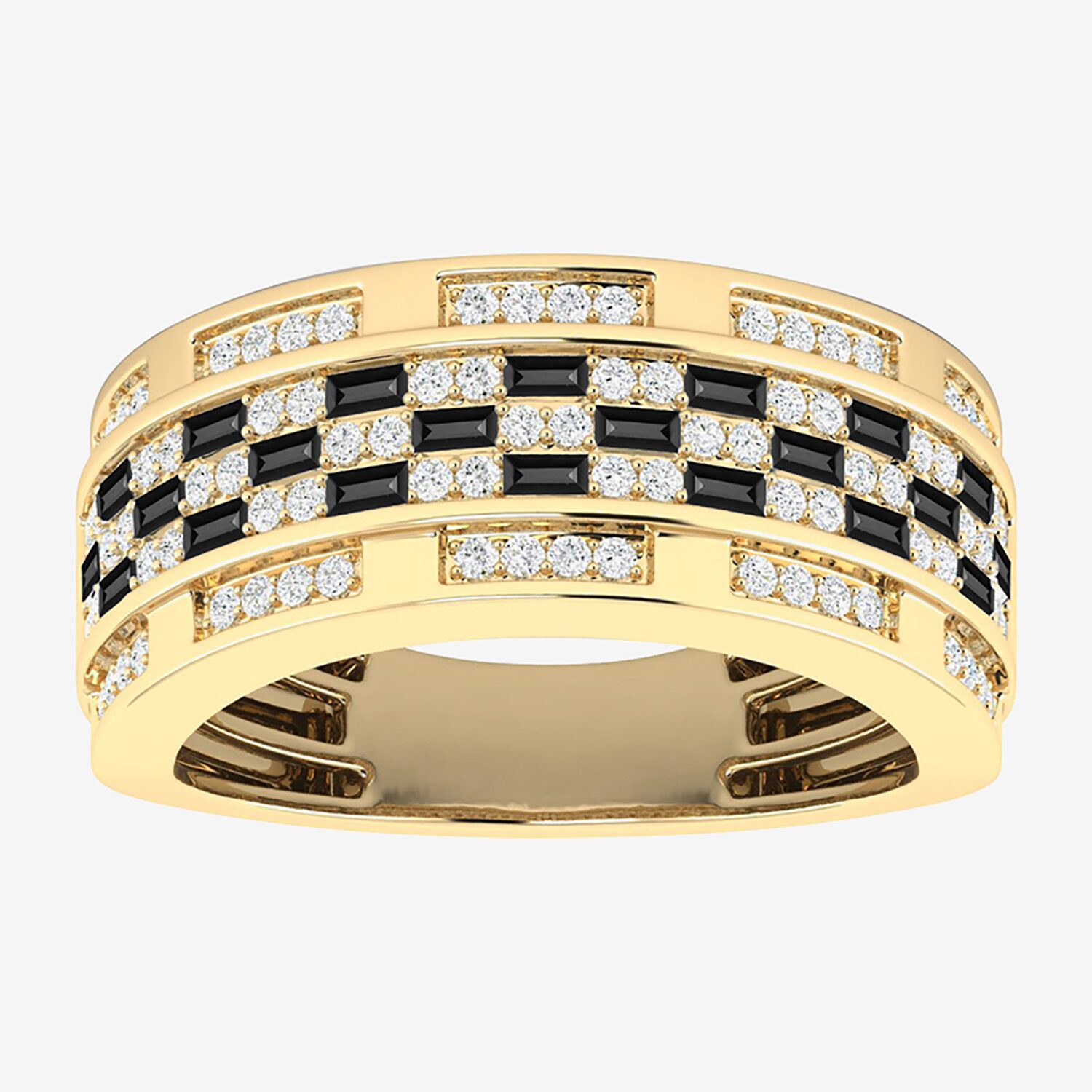 (Black / I3) Mens 1 CT. T.W. Natural Black Diamond 10K Gold Band