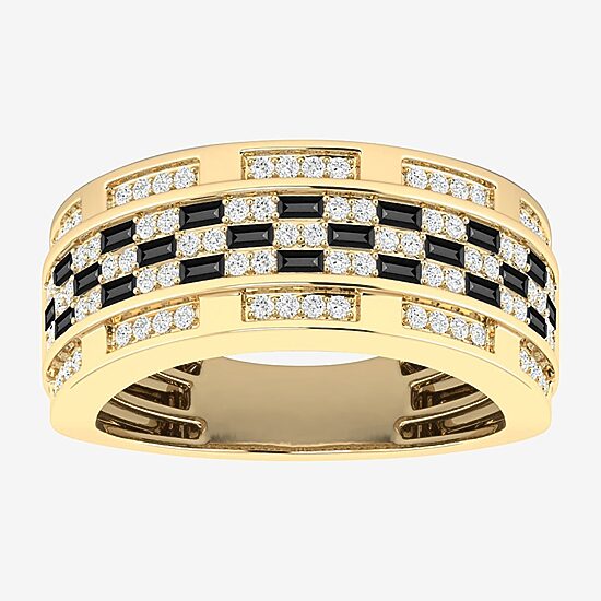 (Black / I3) Mens 1 CT. T.W. Natural Black Diamond 10K Gold Band