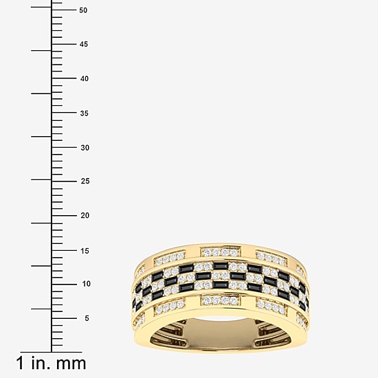 (Black / I3) Mens 1 CT. T.W. Natural Black Diamond 10K Gold Band