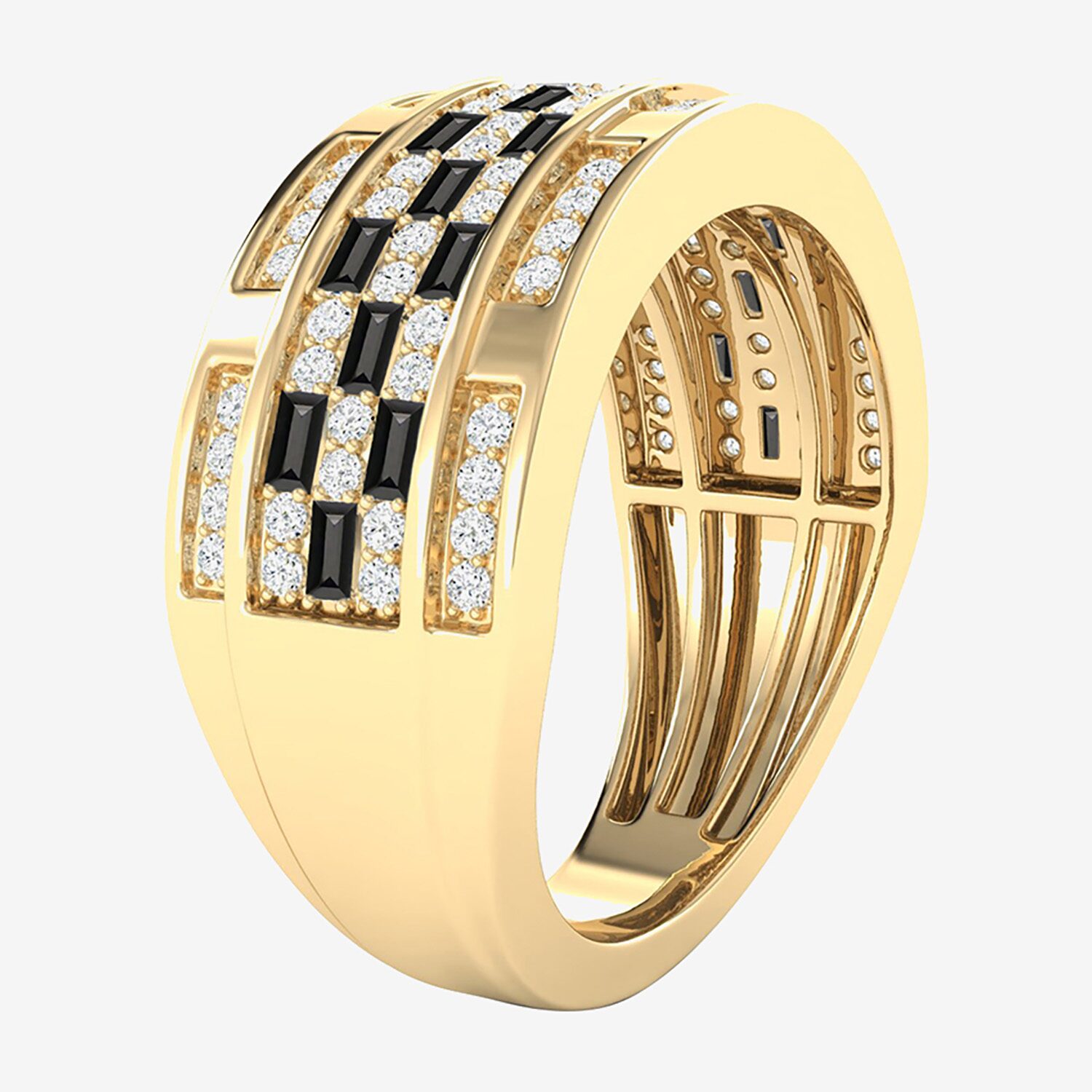 (Black / I3) Mens 1 CT. T.W. Natural Black Diamond 10K Gold Band