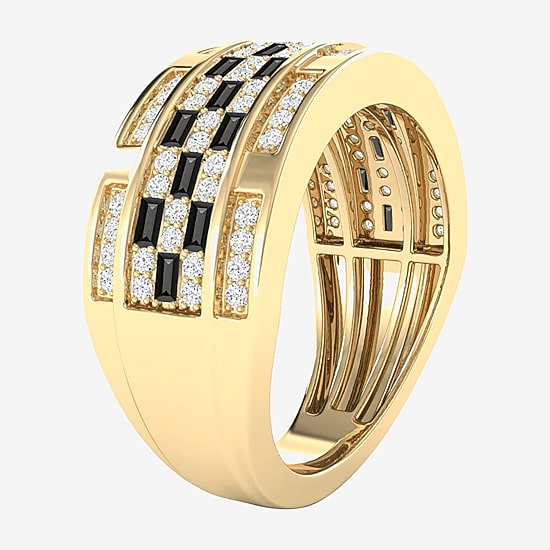 (Black / I3) Mens 1 CT. T.W. Natural Black Diamond 10K Gold Band