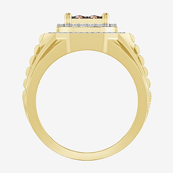 (Brown / I3) Mens 3/4 CT. T.W. Natural Champagne Diamond 10K Gold Cocktail Ring