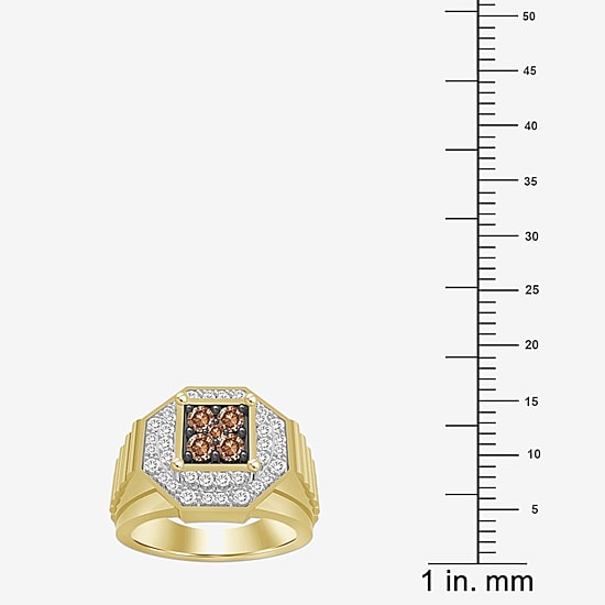 (Brown / I3) Mens 3/4 CT. T.W. Natural Champagne Diamond 10K Gold Cocktail Ring