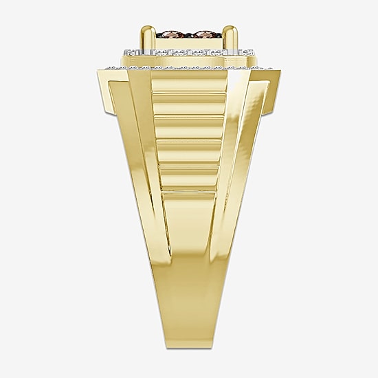 (Brown / I3) Mens 3/4 CT. T.W. Natural Champagne Diamond 10K Gold Cocktail Ring