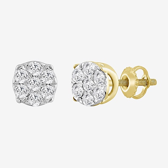 (J / I3) 1/4 CT. T.W. Natural White Diamond 10K Gold 5.3mm Oval Stud Earrings